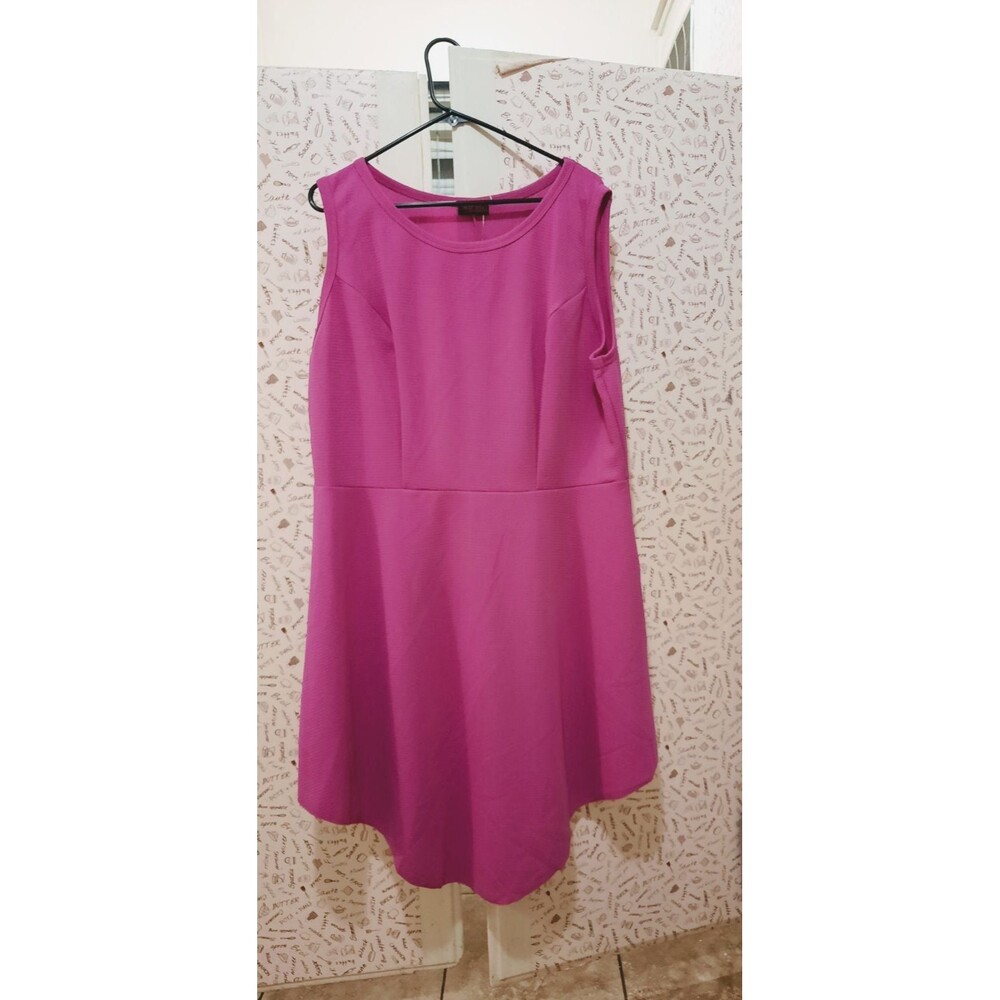 Pink Textured Knit Fit n Flare Sleeveless Plus Dress 3X
